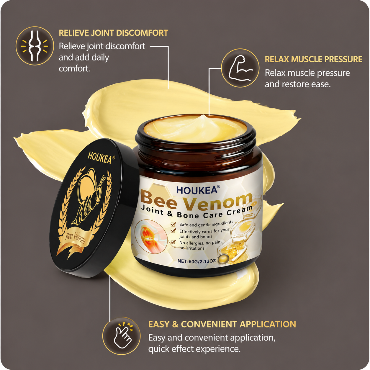 Bee Venom & Turmeric Relief Cream | Soothing Joint & Muscle Massage Cream