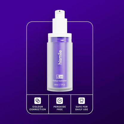 HiSmile V34 Teeth Whitening Purple Toothpaste – Color Corrector Serum for Yellow Stain Removal & Bright White Teeth